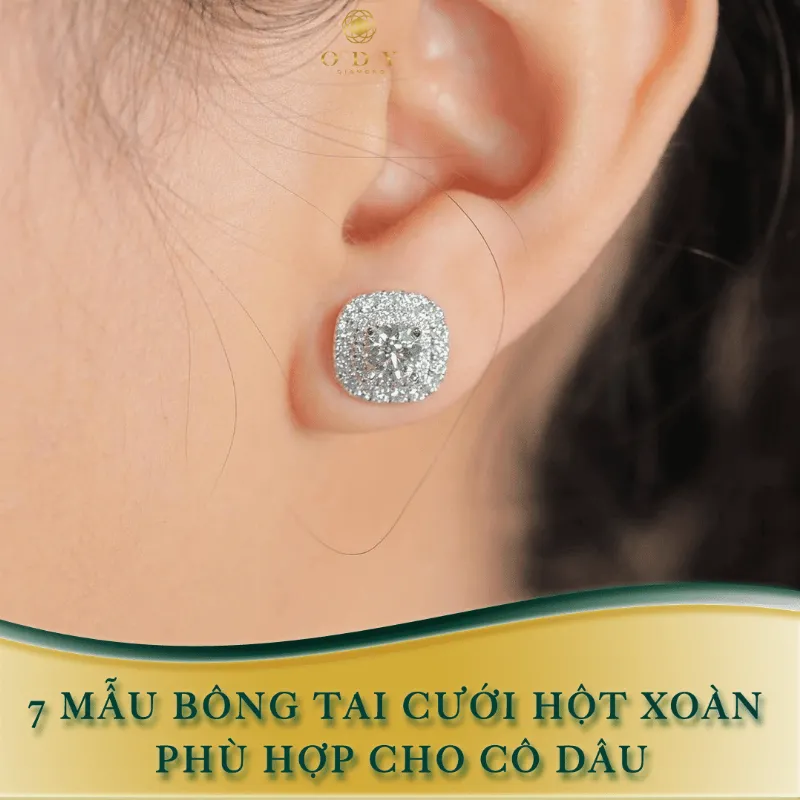 Bông tai cưới hột xoàn cho cô dâu