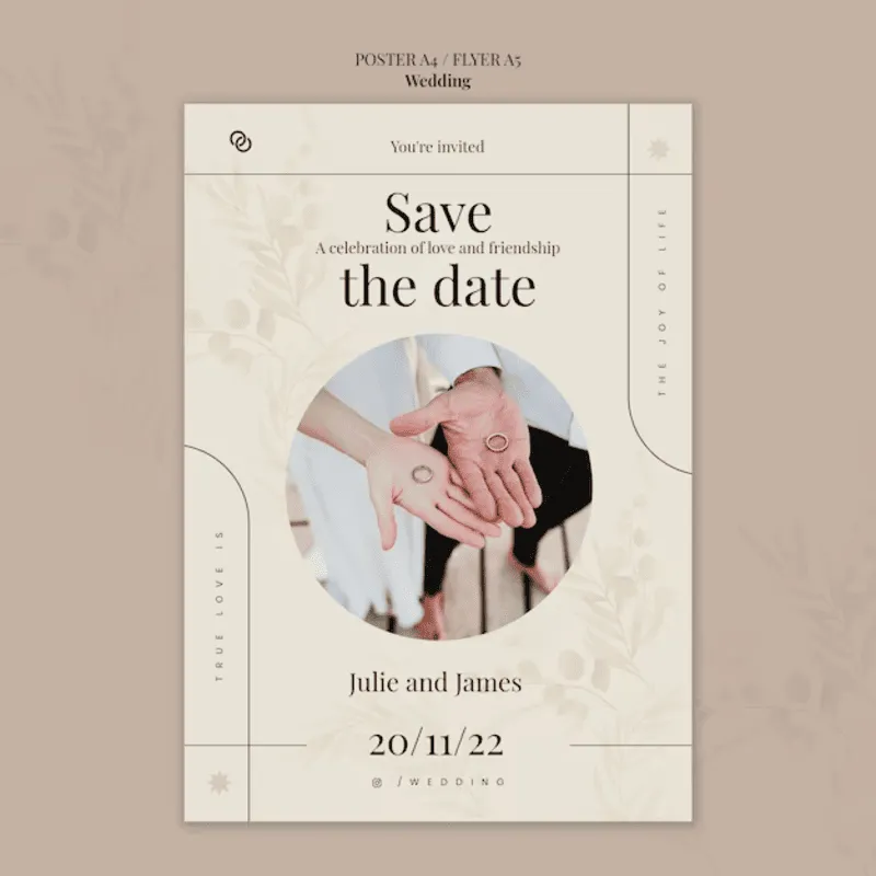 thiệp save the date in nhẫn cưới