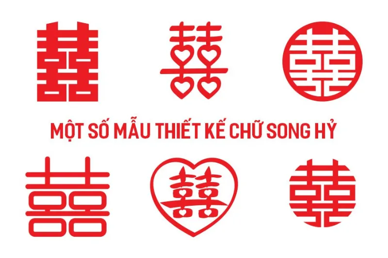 Alt text: Các mẫu chữ Song Hỷ cách điệu