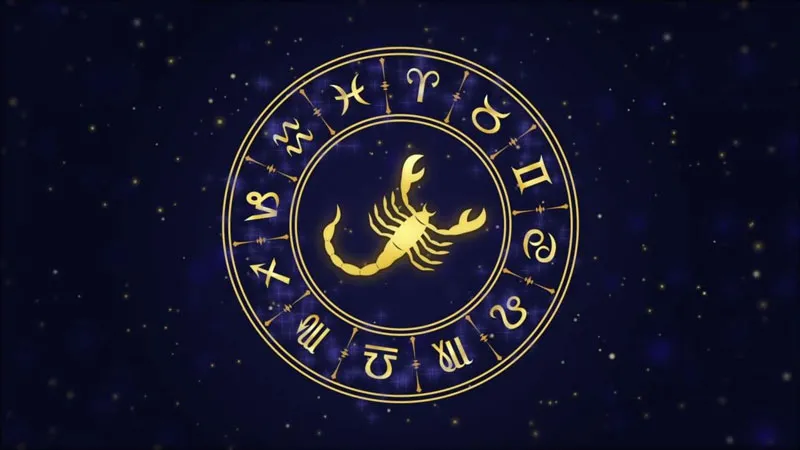 Biểu tượng cung Bọ Cạp (Scorpio) với hình ảnh bọ cạp và màu sắc bí ẩn