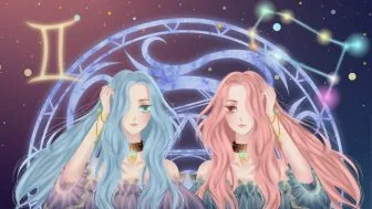 Minh họa cung Song Tử theo phong cách anime, nét tính cách vui tươi