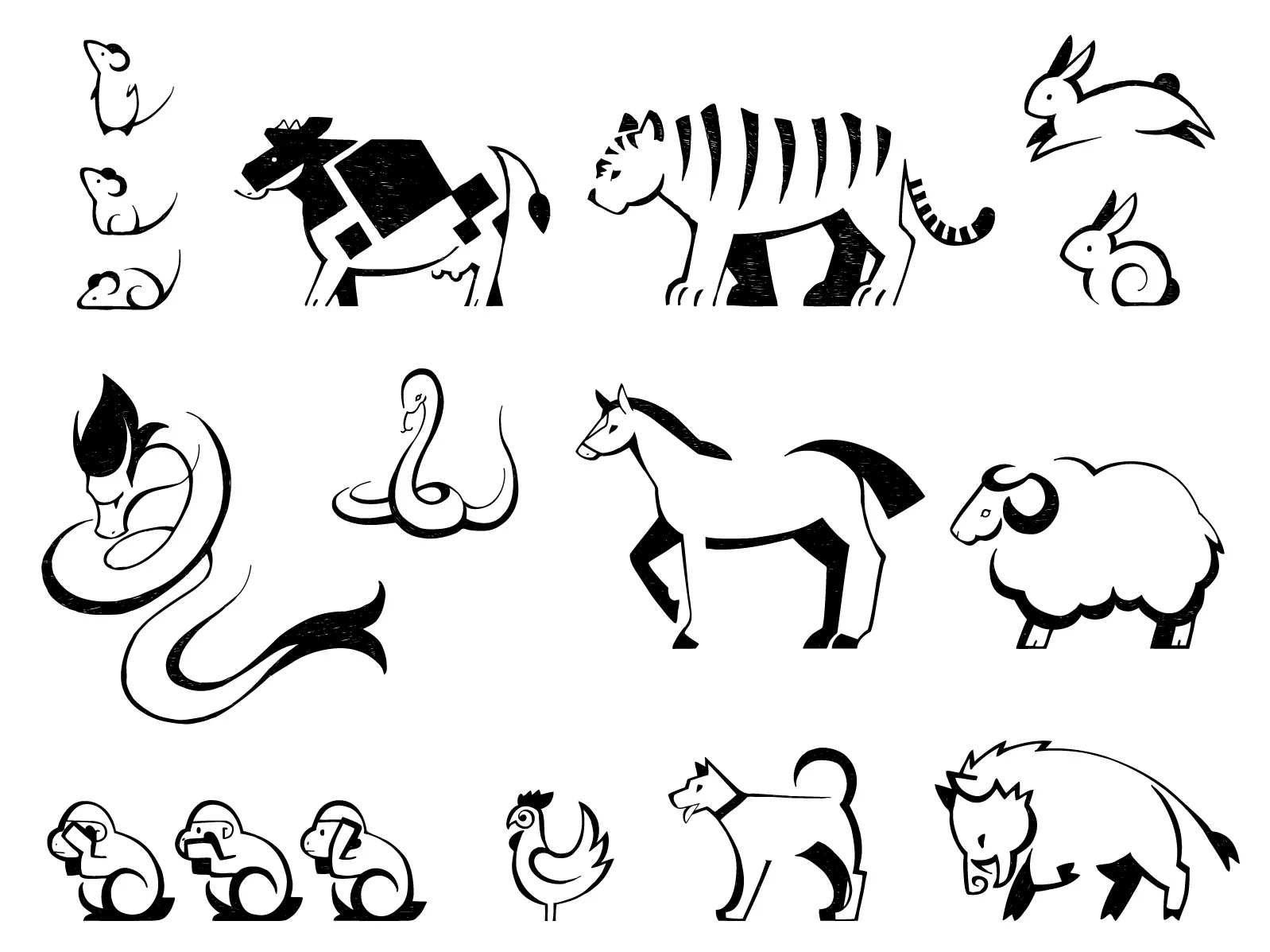 12 con giáp theo lịch âm bao gồm Tí, Sửu, Dần, Mão (Mèo/Thỏ), Thìn, Tỵ, Ngọ, Mùi, Thân, Dậu, Tuất, Hợi