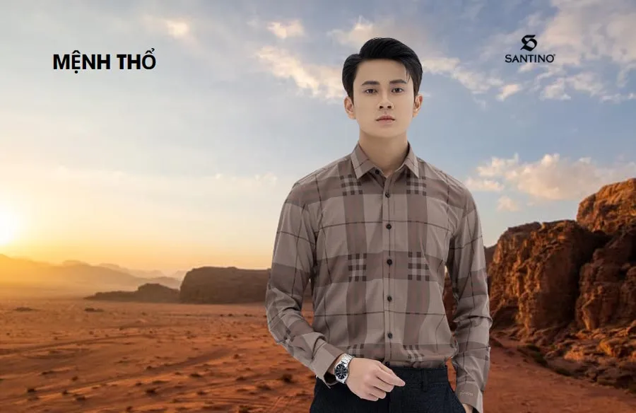 Người chồng mệnh Thổ trong trang phục lịch lãm, thể hiện sự chín chắn và đáng tin cậy.