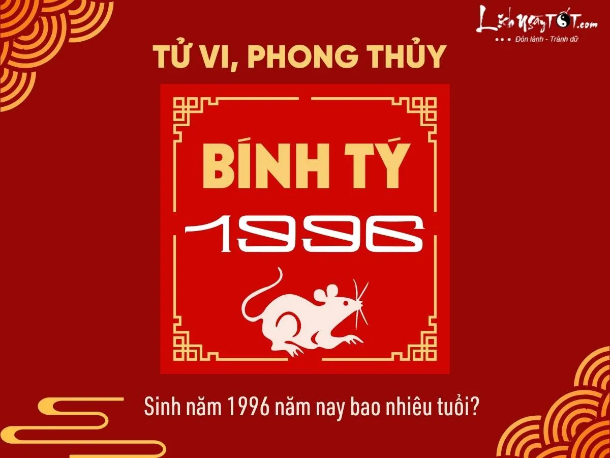 Người sinh năm 1996 Bính Tý năm 2024 là 28 tuổi dương lịch, 29 tuổi âm lịch