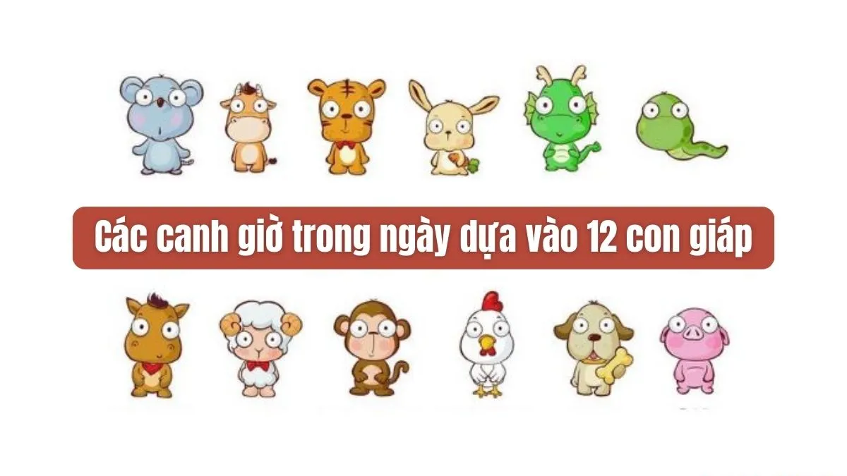 Bảng chi tiết các canh giờ trong ngày được phân chia theo 12 con giáp
