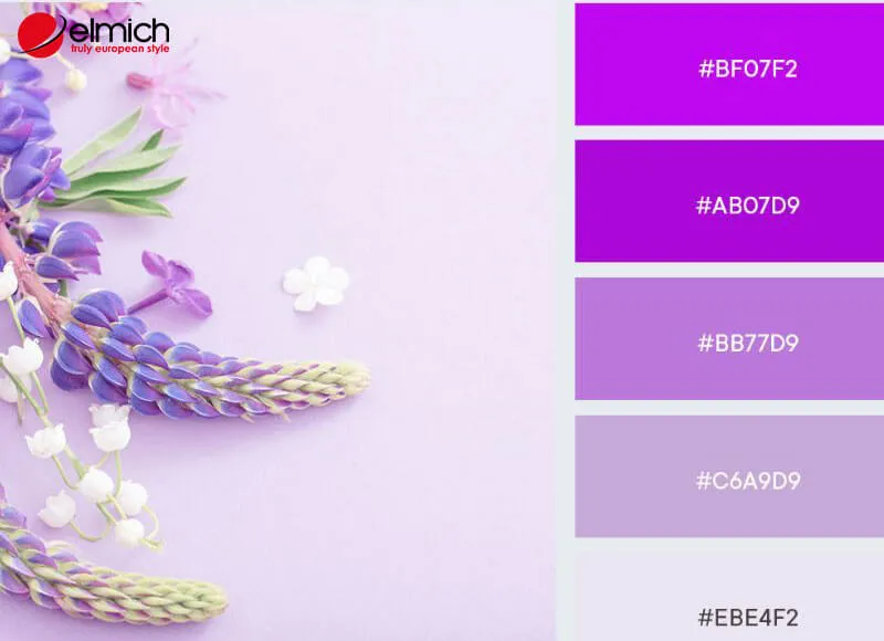 Màu tím, một sắc thái của hành Hỏa, cũng rất phù hợp với cô dâu tuổi Ất Hợi 1995