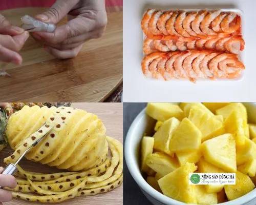 Nguyên liệu làm tôm nõn xào dứa