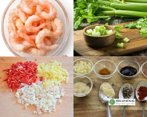 Nguyên liệu làm tôm xào cần tây